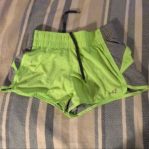 BCG Inner Drawstring Running Shorts -Neon Green/Gray